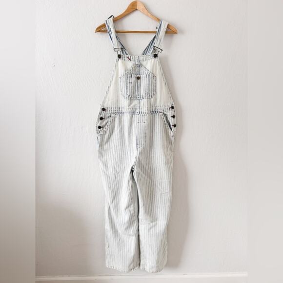 Faherty Topsail Overalls Light Wash Blue Striped Railroad - Picture 7 of 16